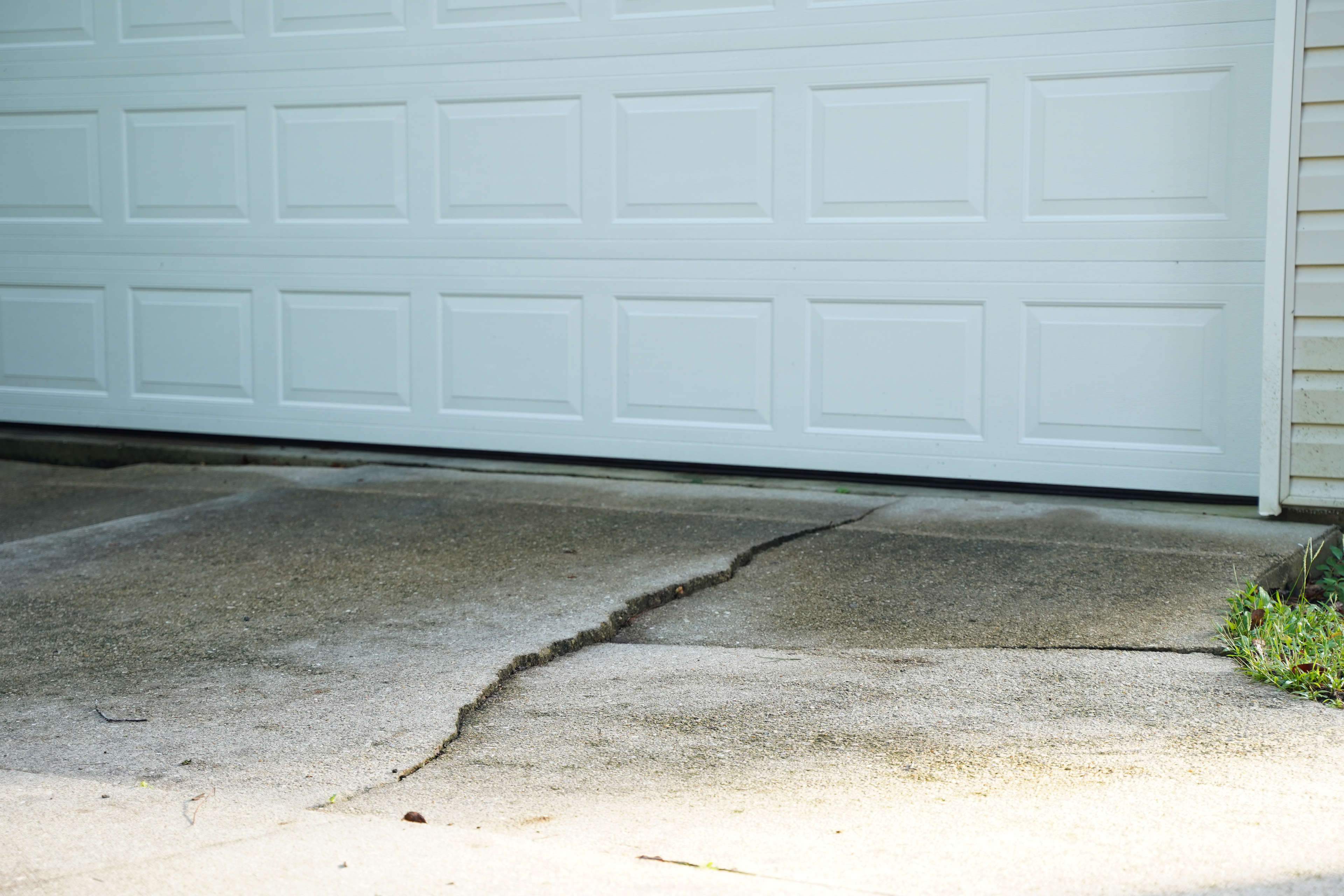 Cracked driveway slab