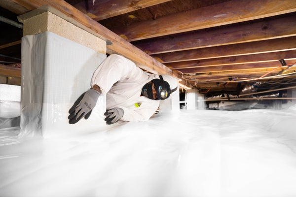 man installing crawl space encapsulation