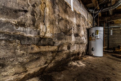 Severe bowing basement wall.