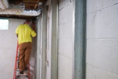 wall braces installed in basement