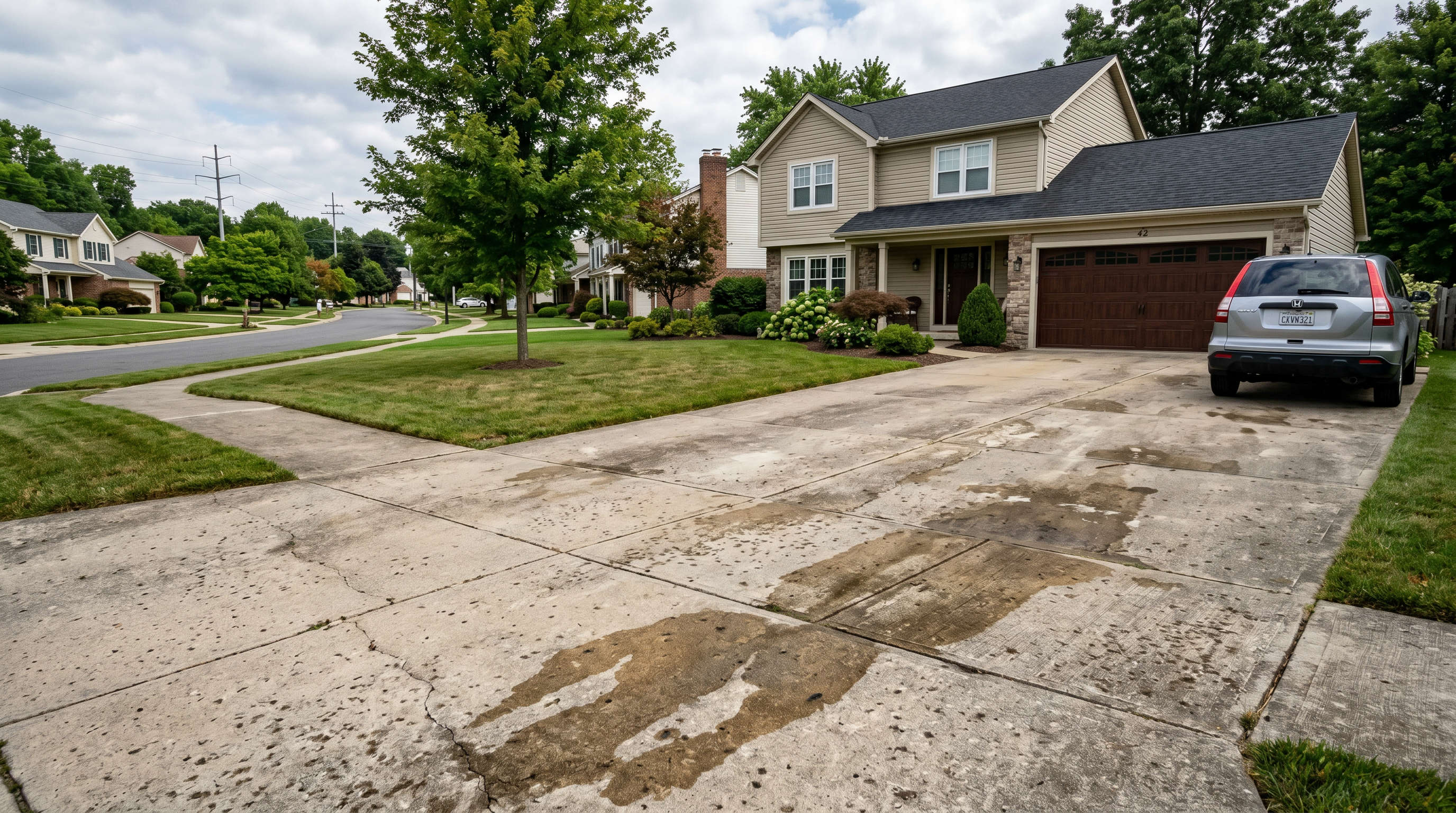 cracking and pitting concrete driveway