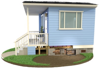 rendering of a crawl space foundation