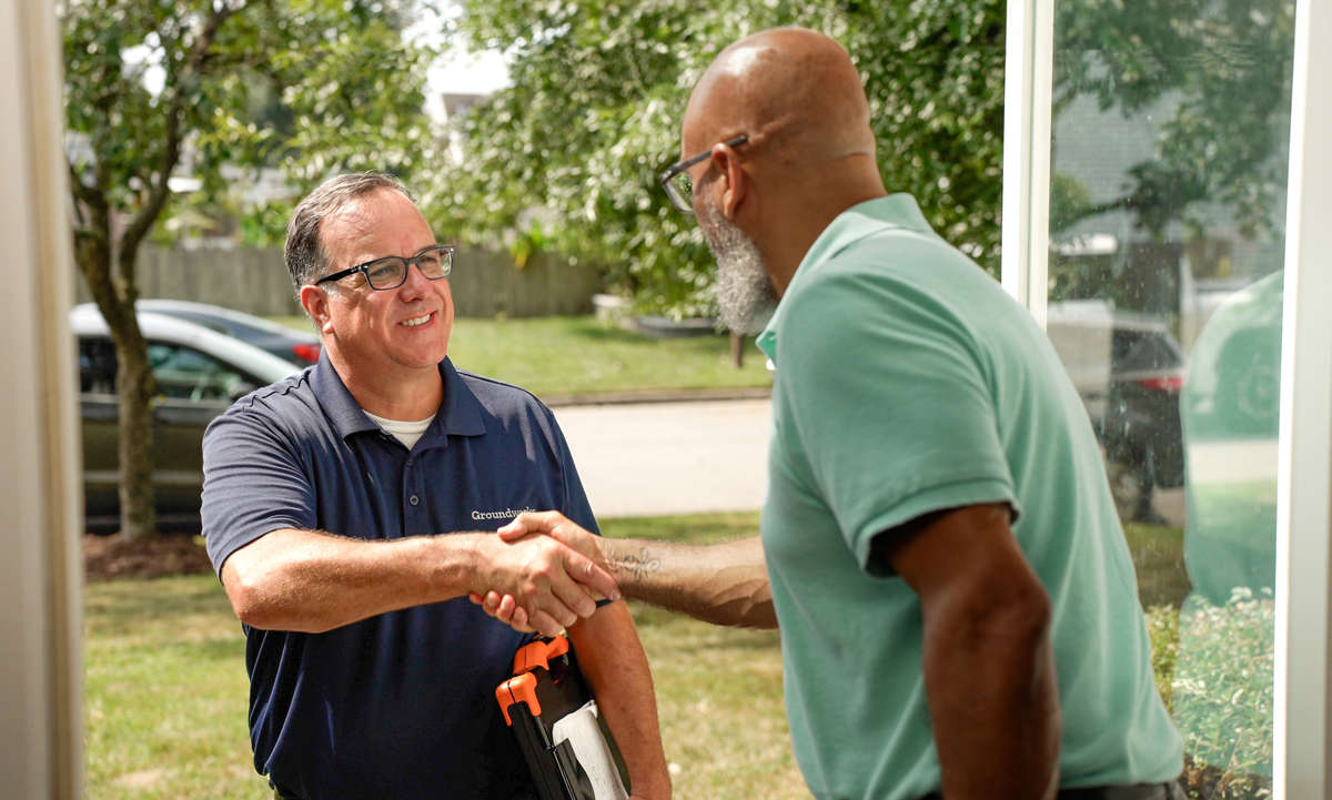 Groundworks certified field inspector greeting homeowner