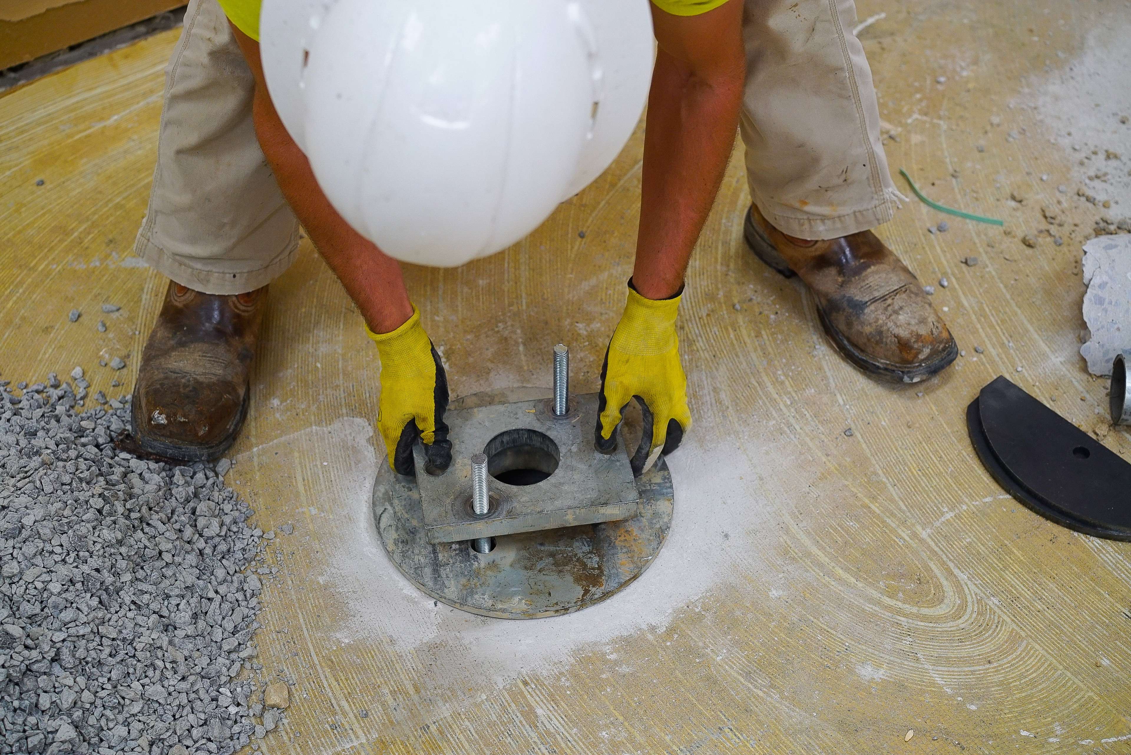 crew installing a slab pier