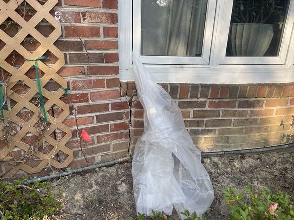 exterior foundation crack from window
