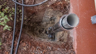 Push pier attached to a home's foundations.