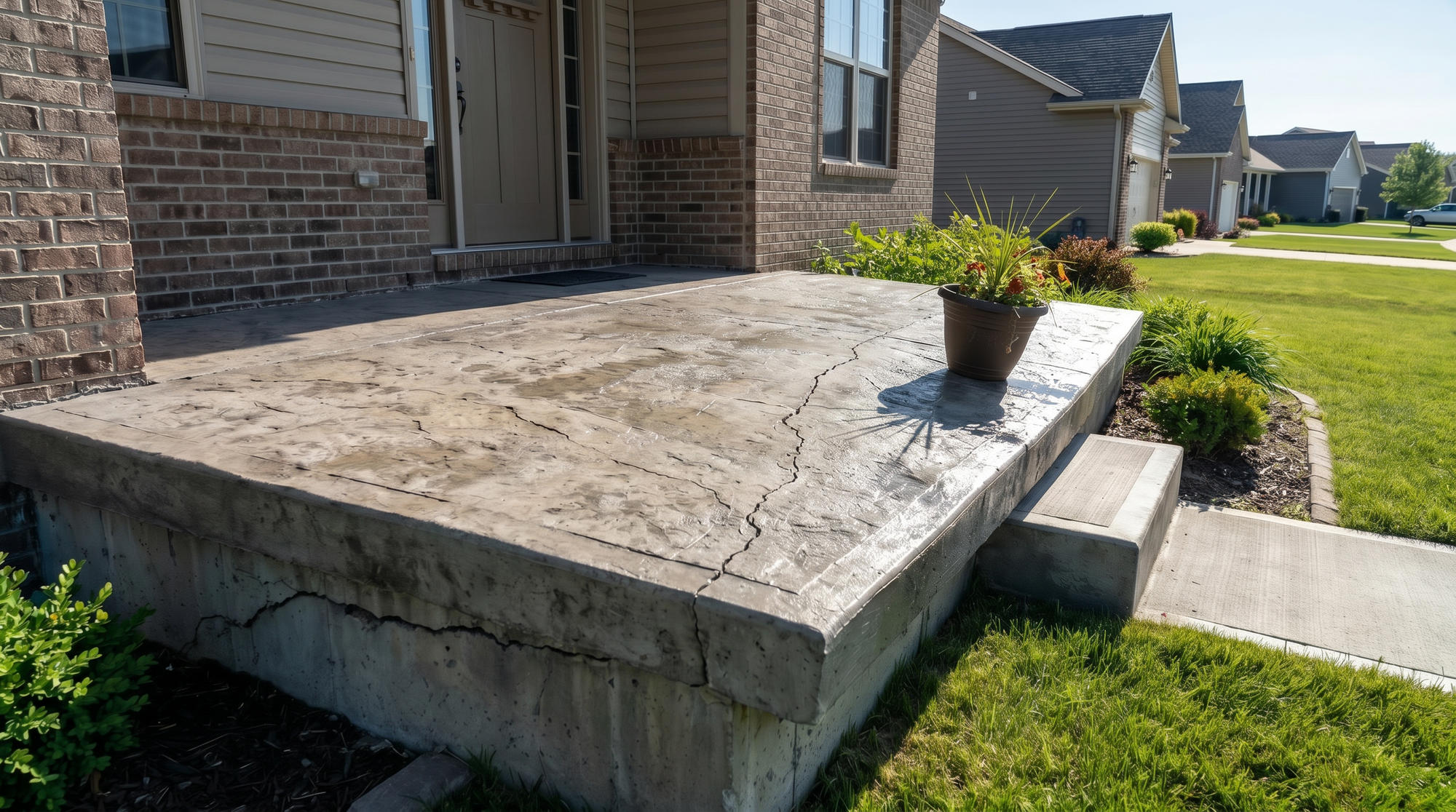 sinking concrete porch