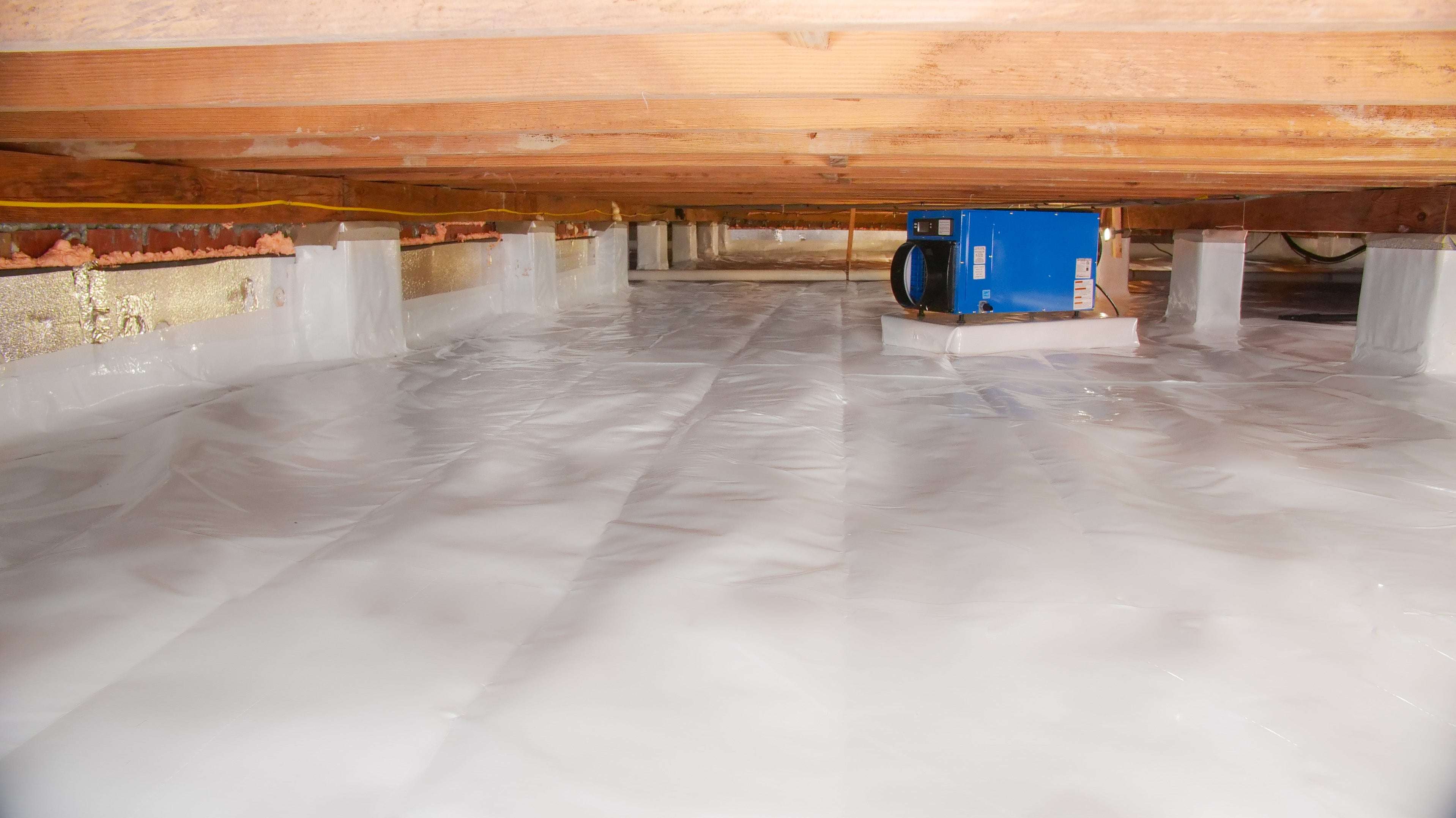 dehumidifier in an encapsulated crawl space