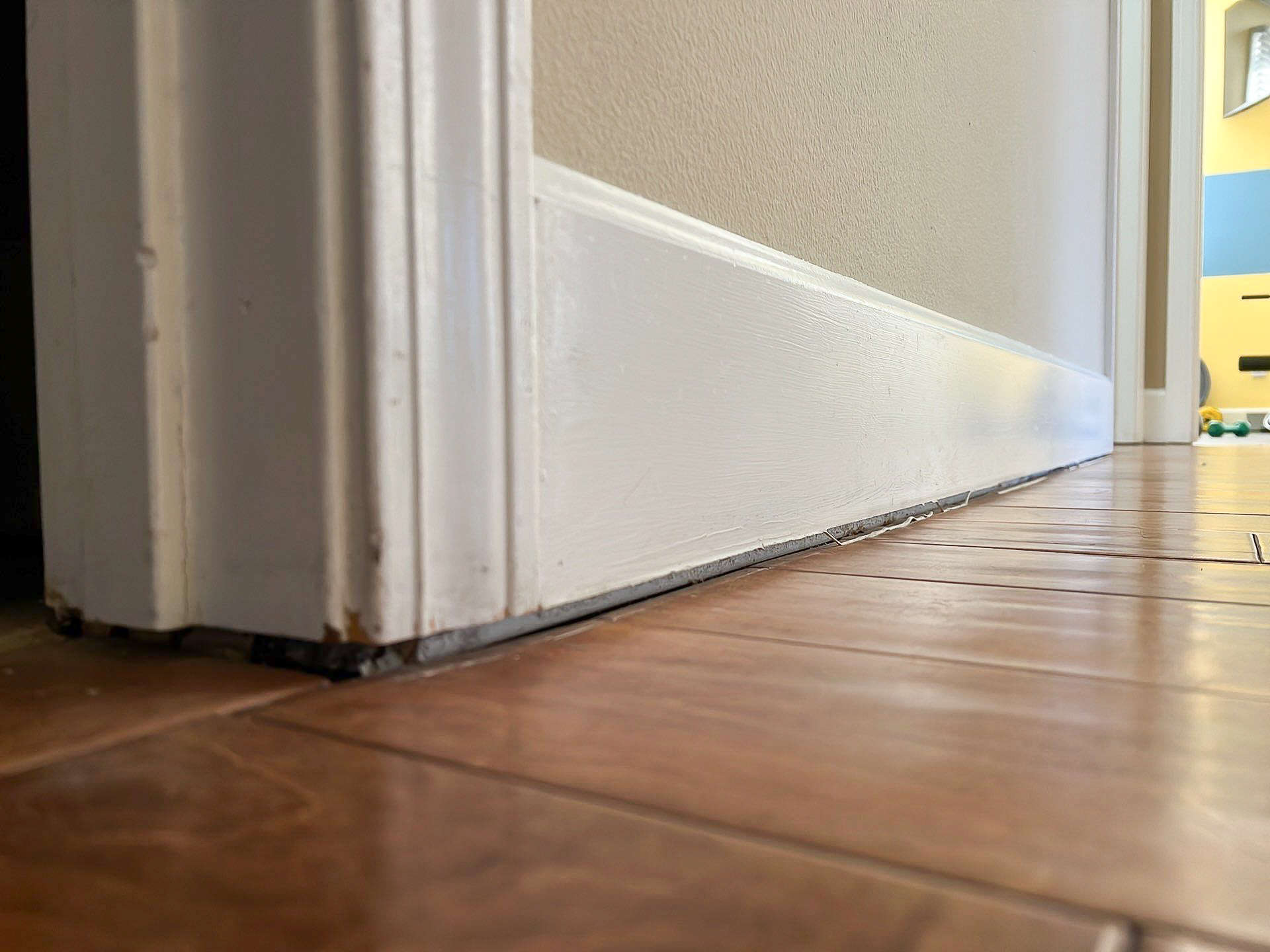 sloping gap in floor