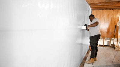 vapor barrier being installed