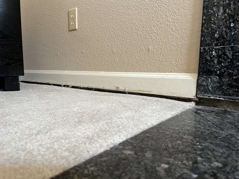 interior floor gap in concrete slab foundation
