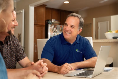 Indiana Foundation Service inspector meeting with homeowners