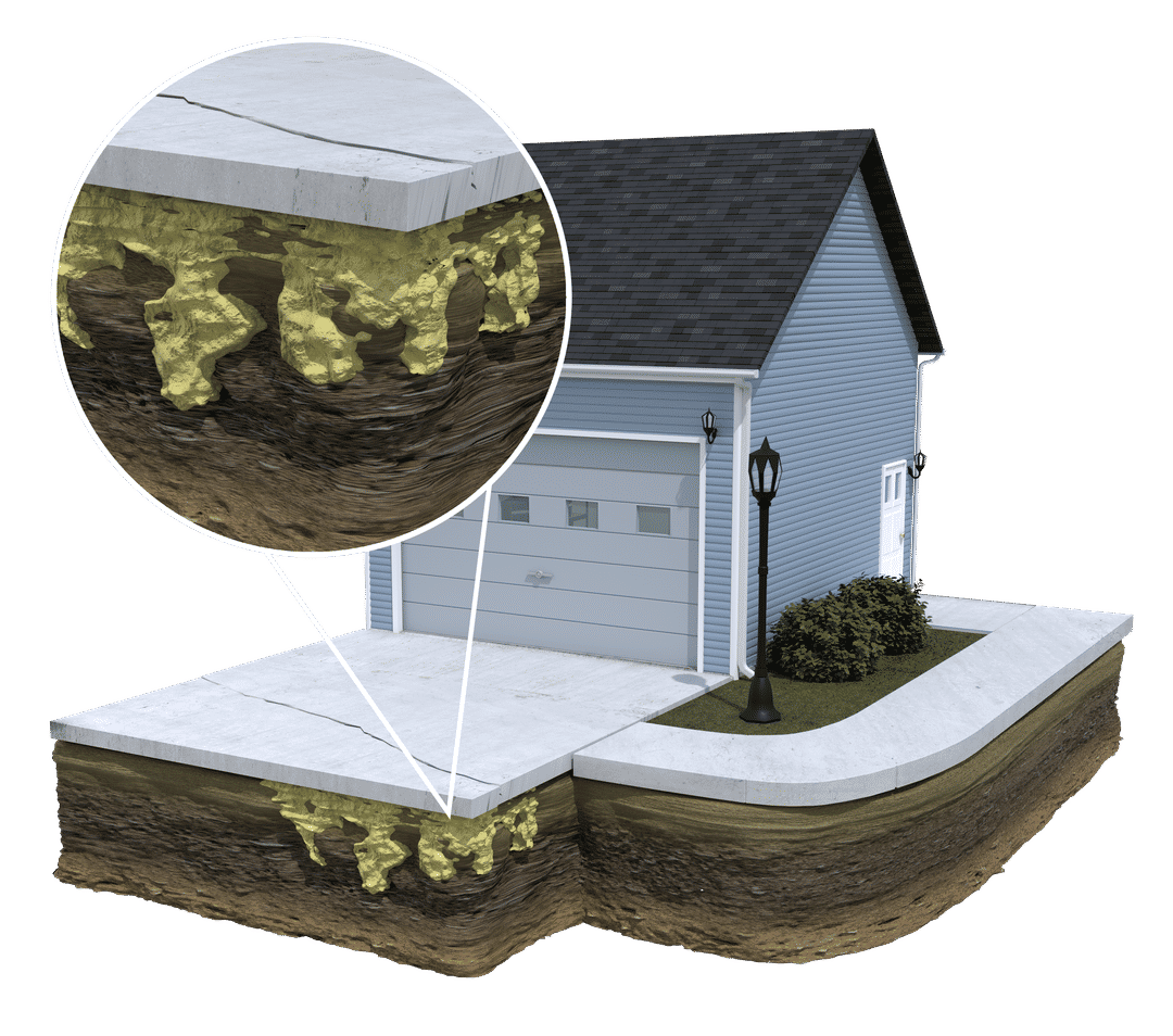 3D graphic of concrete driveway repair