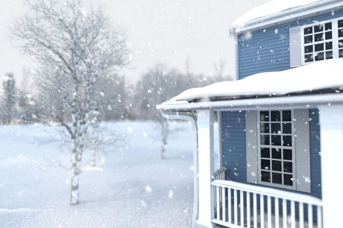 graphic of house in winter scene