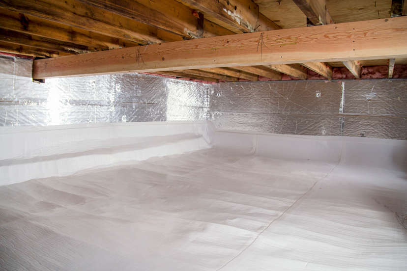 A finished crawl space that has been encapsulated.