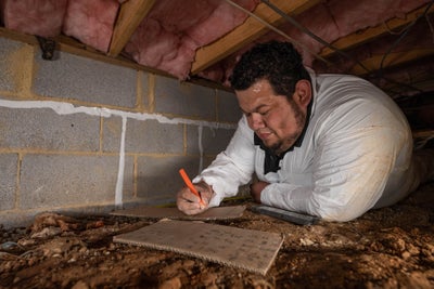 sealed wall cracks in a crawl space