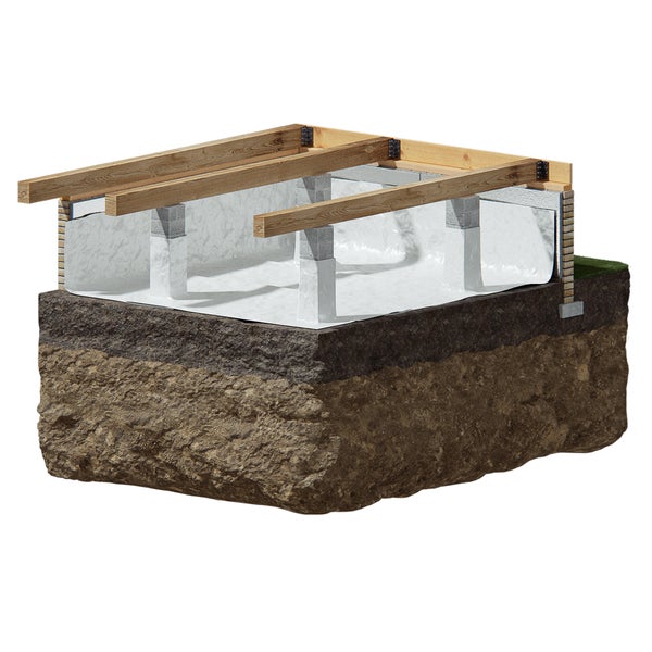 3D image of crawl space pier and beam foundation