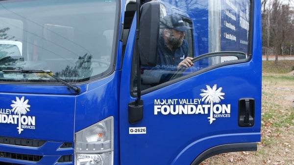 Mount Valley Foundation Services work truck and inspector