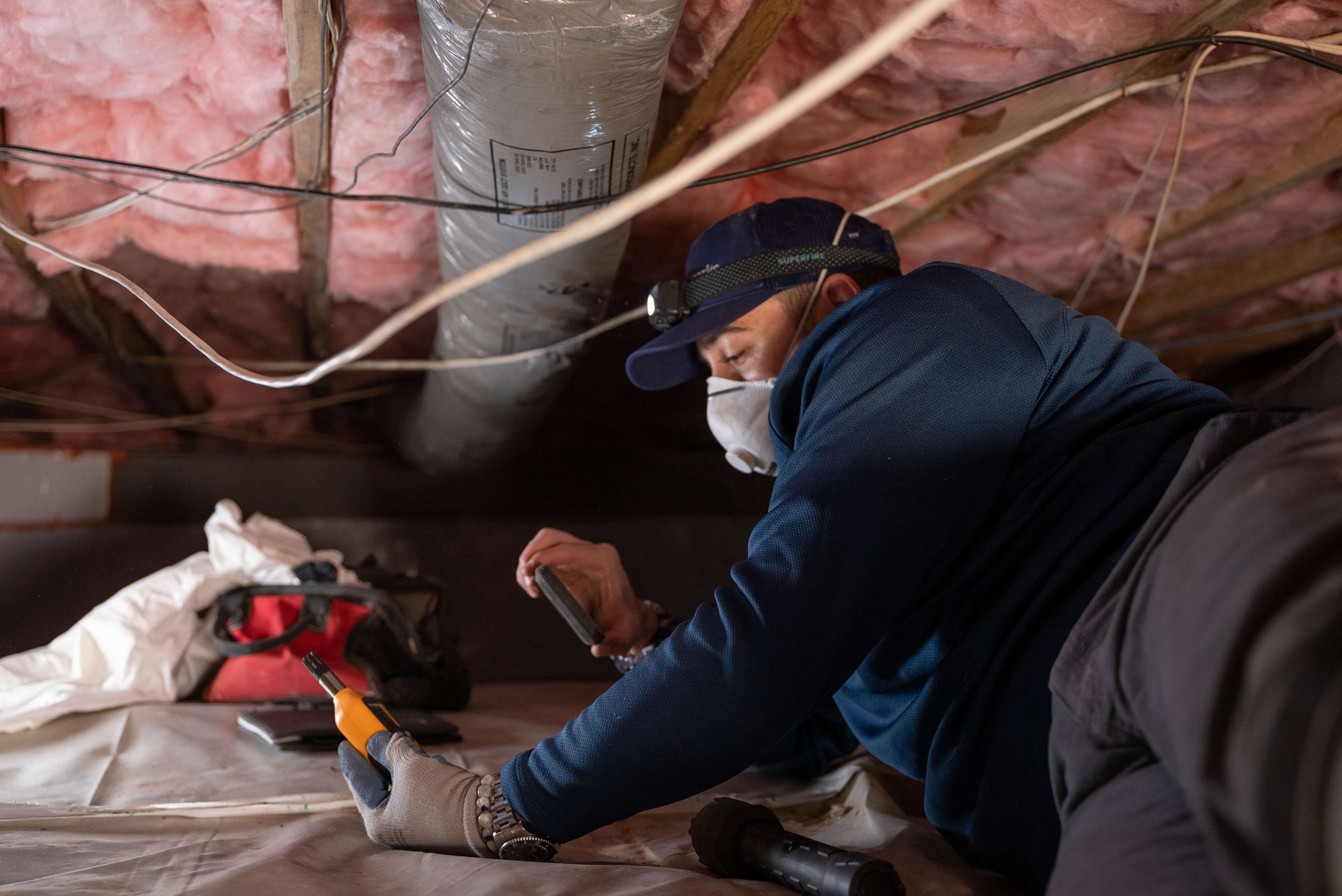 JES Foundation Repair inspector assessing crawl space
