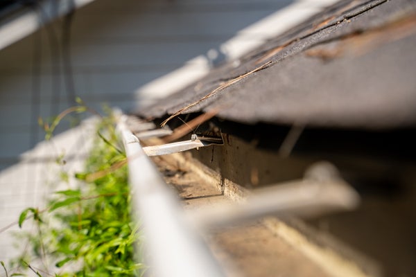 old exterior gutter