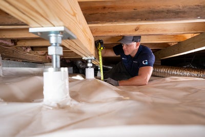 clean , encapsulated crawl space with newly installed crawl space IntelliJacks