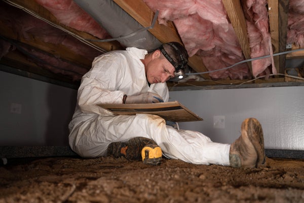 Dry Pro Foundation and Crawlspace Specialists inspector in crawl space
