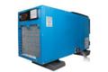 Blue industrial dehumidifier on a white background.