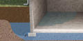 3D animation of flooding basement floor on new construction.
