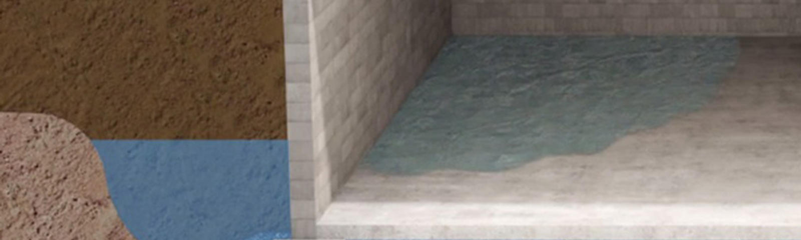 3D animation of flooding basement floor on new construction.