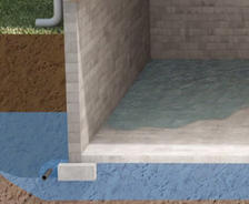 3D animation of flooding basement floor on new construction.