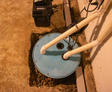 Sump pump with a backup battery.