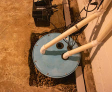 Sump pump with a backup battery.