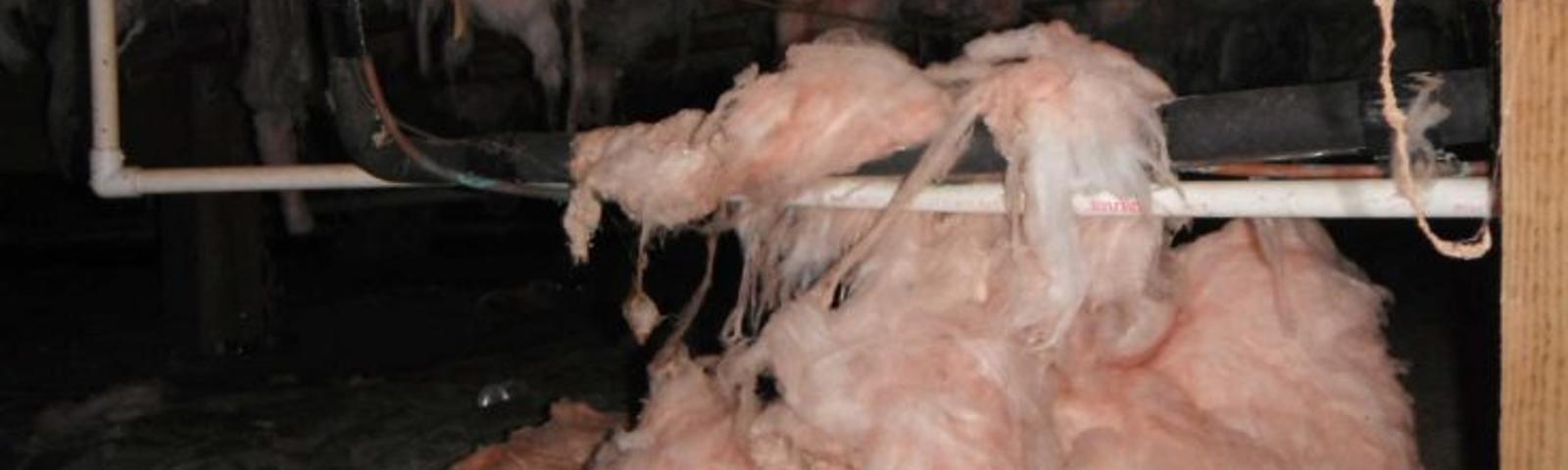 Falling and dirty insulation in the crawlspace.