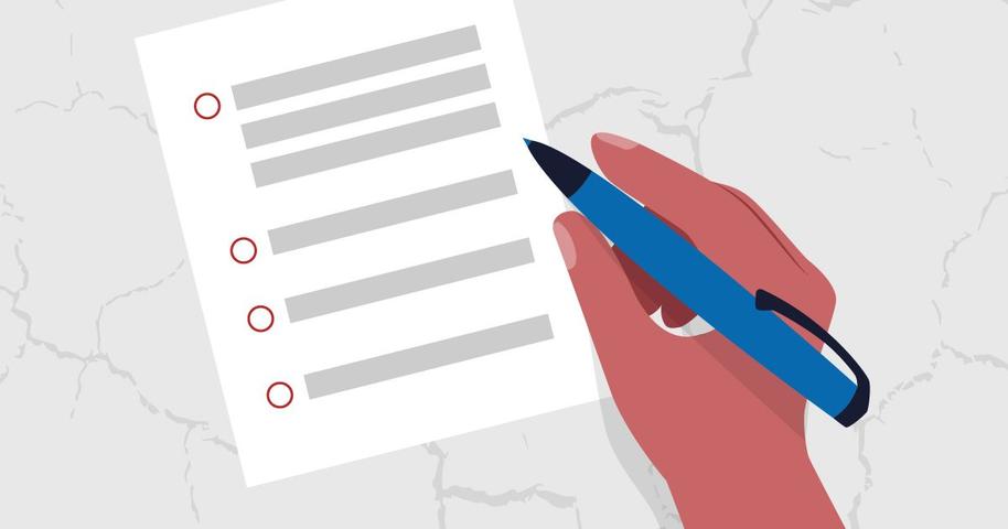 Checklist with a pen in hand animation.