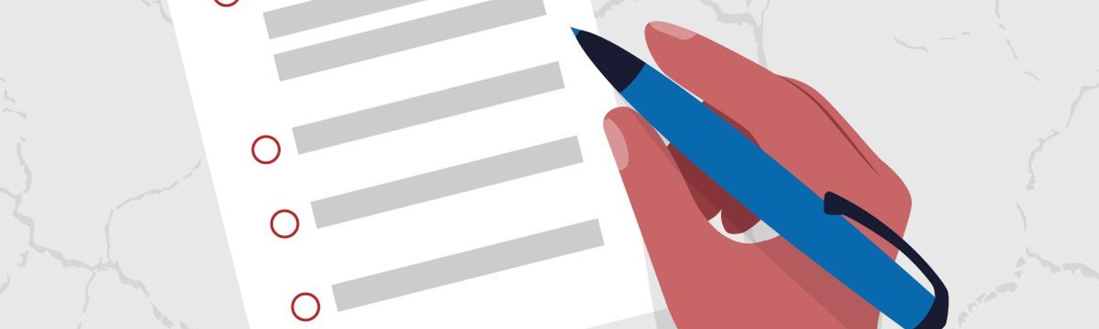 Checklist with a pen in hand animation.