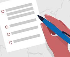 Checklist with a pen in hand animation.