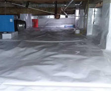 Dehumidifier in encapsulated crawlspace.