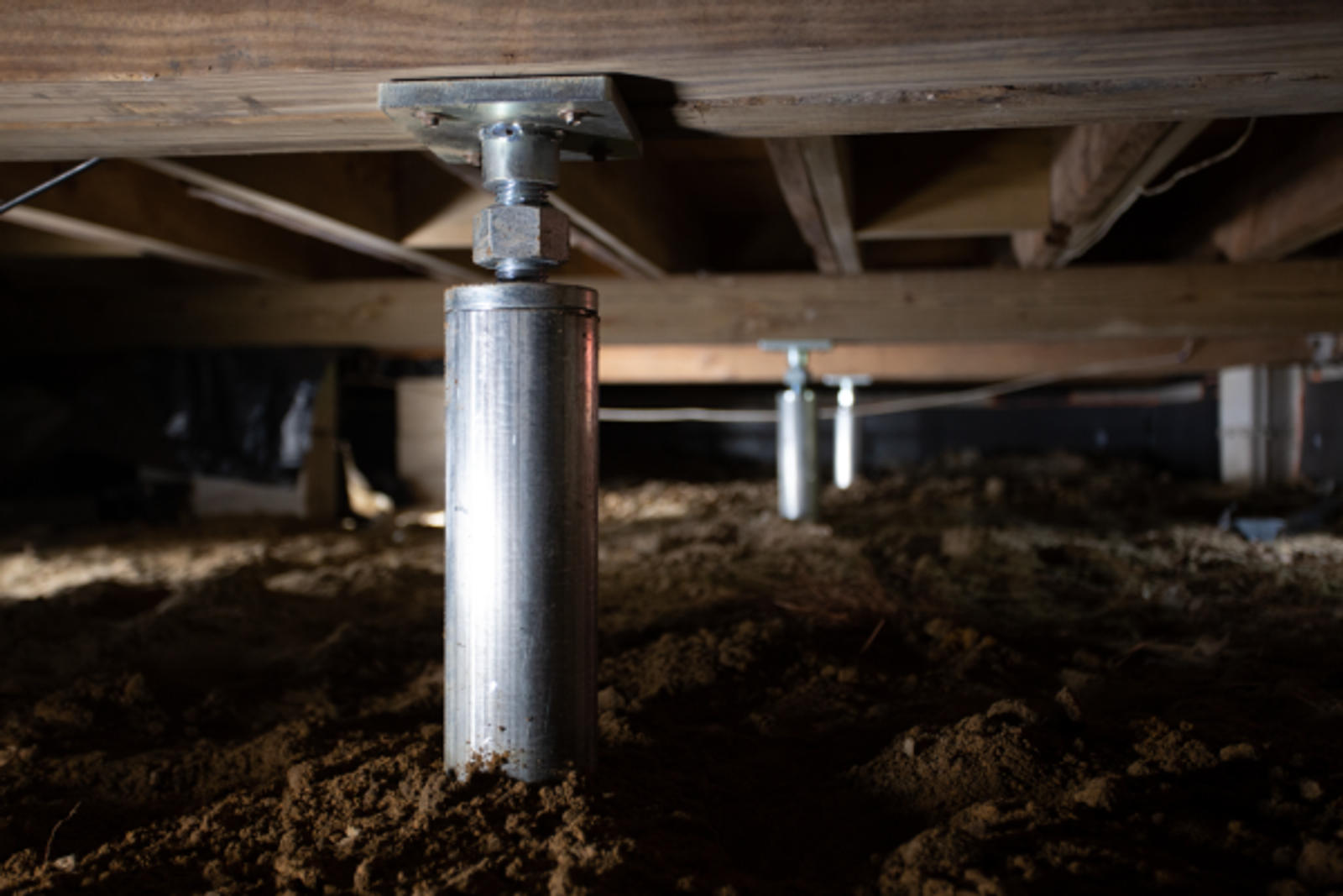 Series of installed intellijacks in crawl space