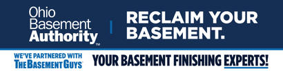 Banner for Ohio Basement Authority and The Basement Guys, says "Reclaim Your Basement. Your Basement Finishing Experts!