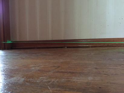 Laser level on a sagging floor.