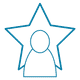Icon with person and star behind head