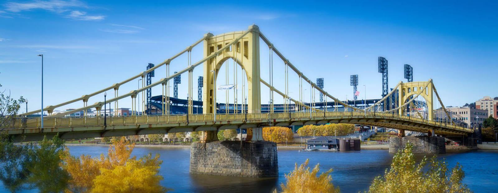 Bridge over river in Pittsburgh, Pennsylvania