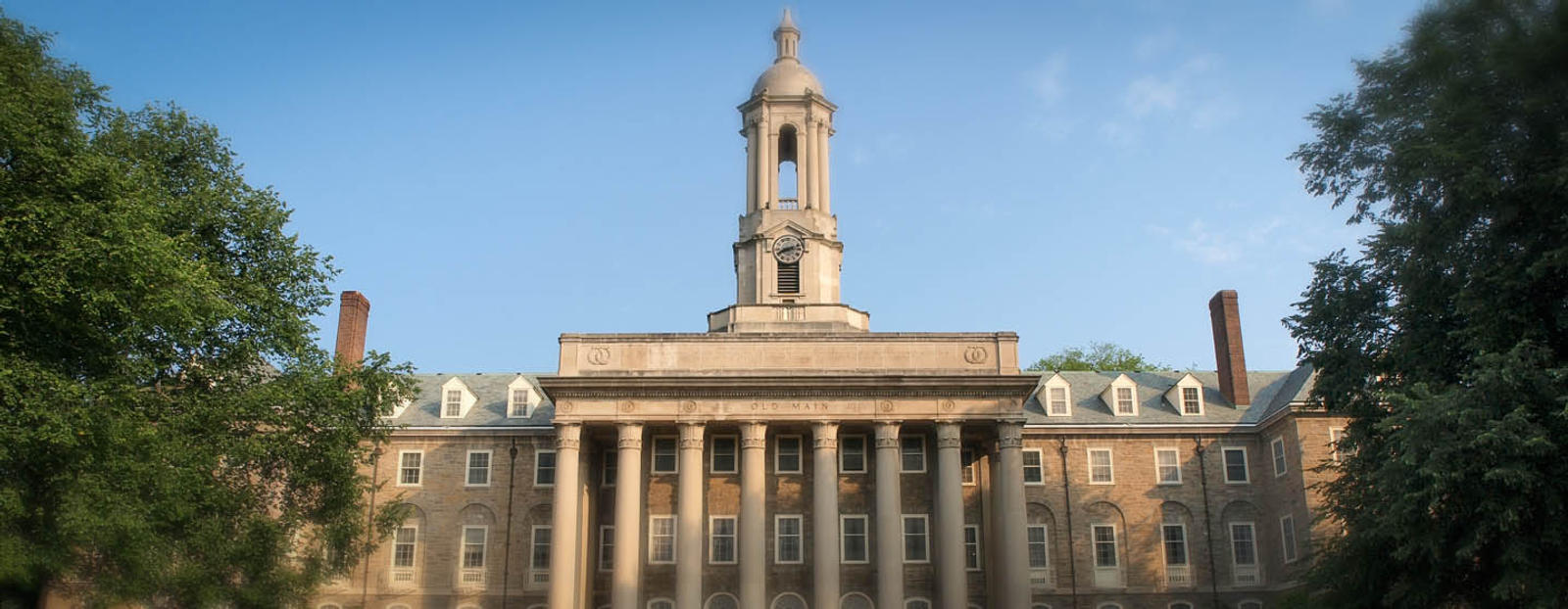 Stately building with clock tower in State College, Pennsylvania