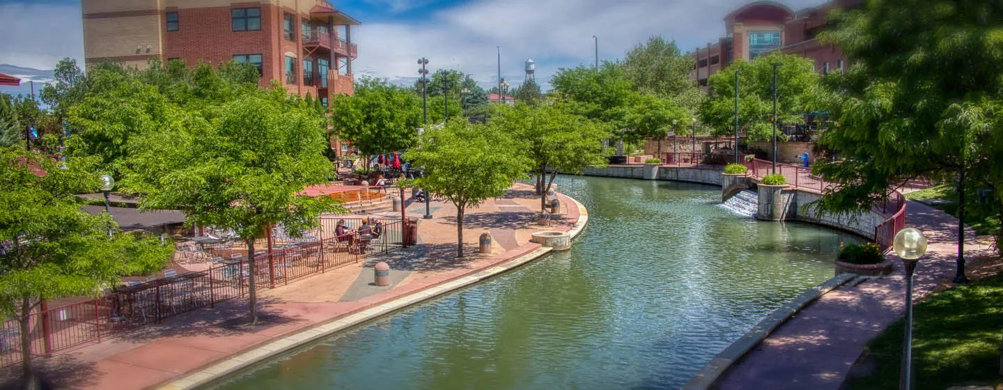 River flowing through park in Pueblo, Colorado