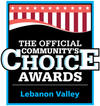 Logo of The Official Community's Choice Awards, Lebanon Valley, with stars and stripes above the text.