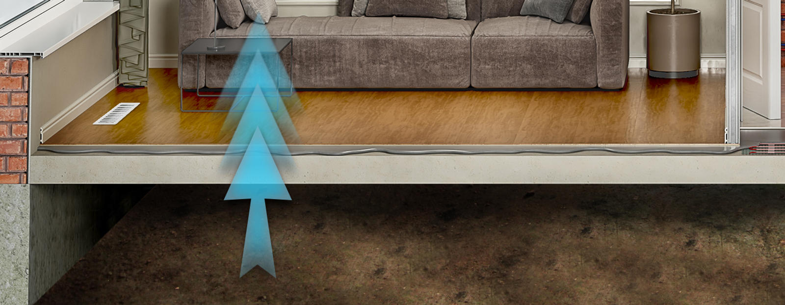 Hero image of the stack effect from crawl space into the home