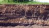 Cut out view of soil layers with grass on the top