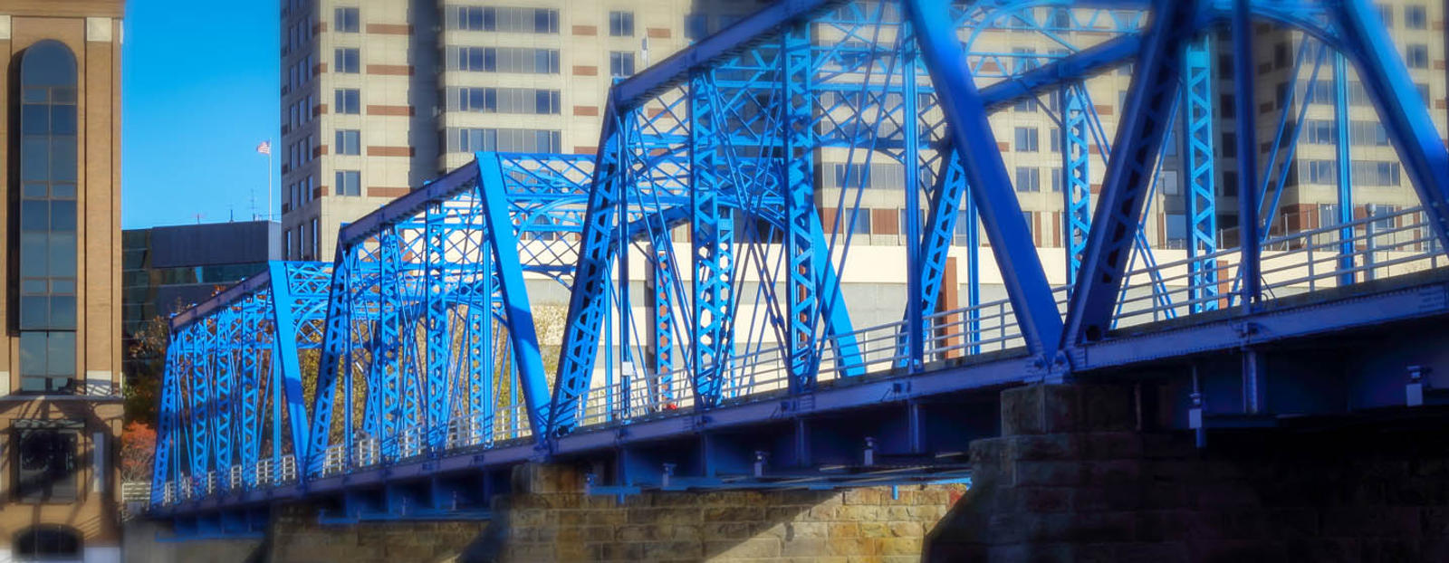 Blue bridge in Grand Rapids, Michigan