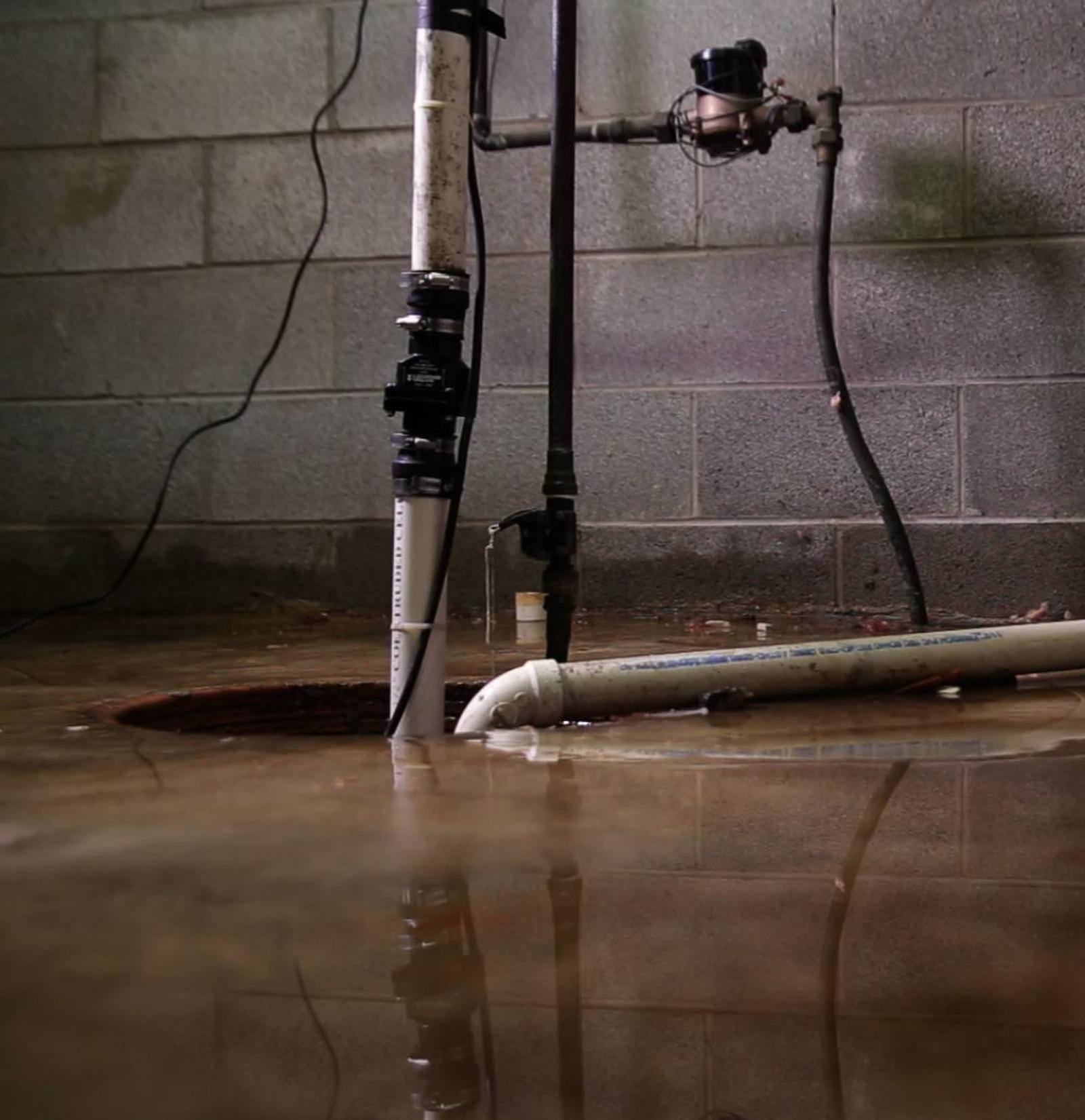 Flooded basement with faulty sump pump