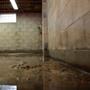 Flooded basement interior with window